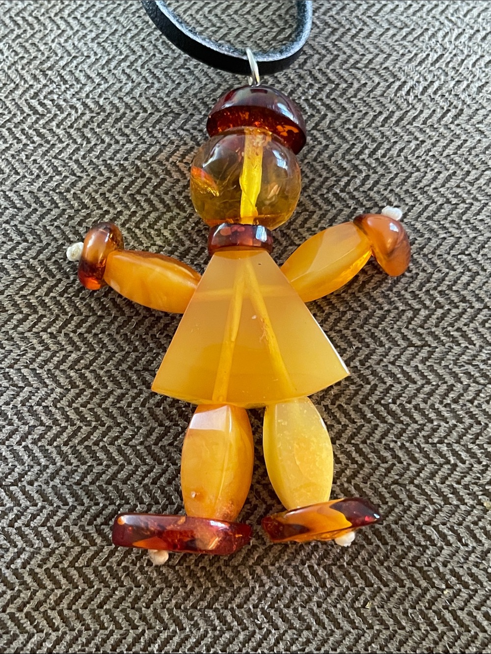 Amber Leather Child Pendant